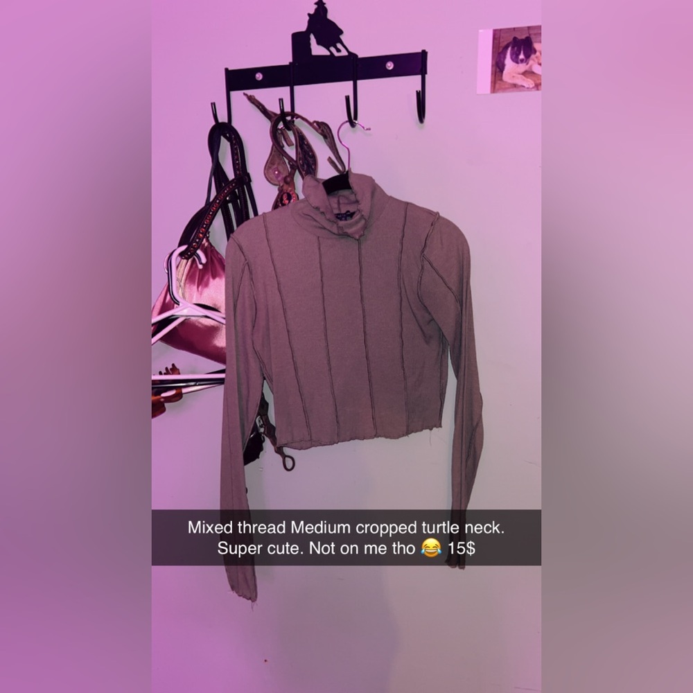 Women's Cropped Turtleneck Top - Purple